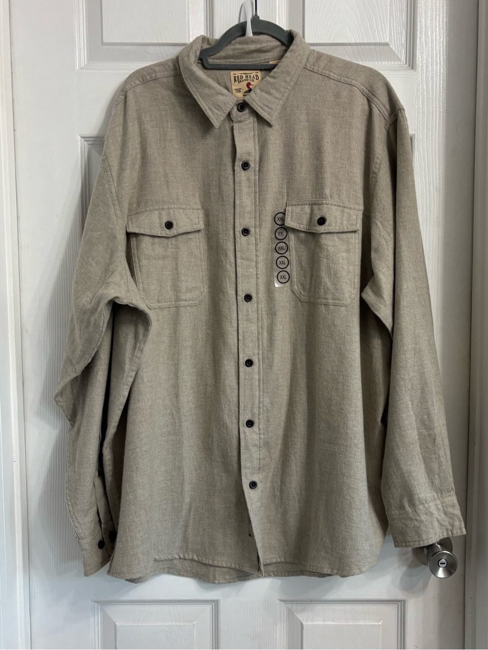 RedHead Brand Neutral Beige Button-Up Long Sleeve Flannel Shirt - 2XL NWOT